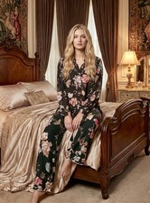 Johnny Was 2pc XL Button Up Pant Set Blouse  Pants Lightweight Cool Black NWT