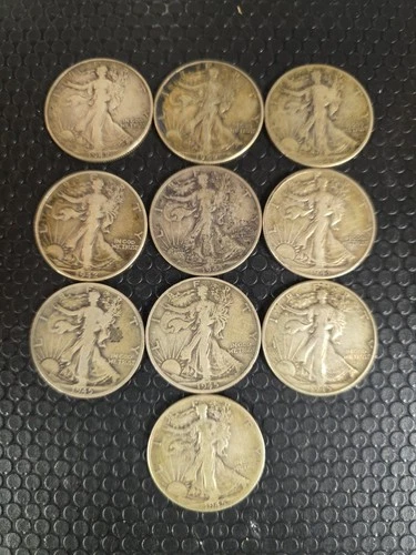 Lot Of 10 Walking Liberty Half Dollar Coins 1942-1945
