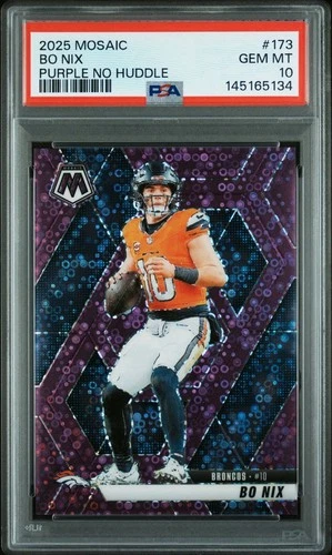 2025 Panini Mosaic #173 Bo Nix Purple No Huddle ***#28/50***