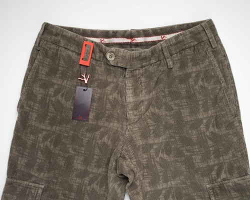 Isaia $850 NWT Gray Beige Slim Fit Stretch Corduroy Cargo Pants (48 IT) 32 US - Picture 2 of 9