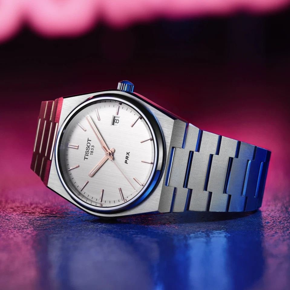 Reloj de cuarzo para hombre TISSOT PRX 40 mm esfera tono plata/oro rosa T137.410.11.031.00 Foto 2 de 4