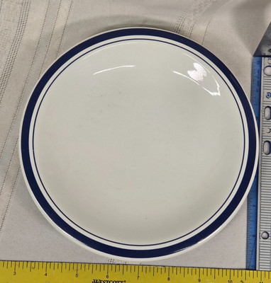 Salad Plate Culinary Arts Cafeware Porcelain White - Blue Band
