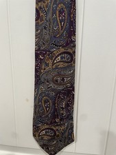 Ferrell Reed Men's Neck Tie 100 Silk Paisley Blue Purple Vintage