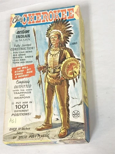 1960s MARX JOHNNY WEST CHIEF CHEROKEE IN THE BOX w ACCESSORIES LOT #31