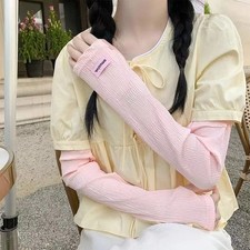 Trendy Wrinkle Ice Silk Arm Sleeves  Women Oversized Loose Plus Size UV Protecti