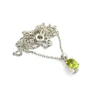 925 SOLID STERLING SILVER GREEN PERIDOT CHAIN PENDANT -18.5 INCH