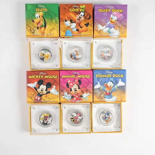 6x 2014 $2 Niue 1oz Silver Proof Mickey and Friends Coins w/ Box
