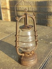 Antique D R PATENT Nr 201 Feuerhand German Kerosene Oil Lamp Hurricane Lantern