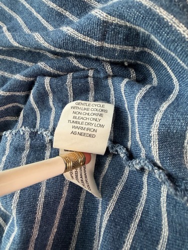 Johnnie O Shirt sz L Hanging Out Knit Rocky Henley sz L Blue White Stripe - Photo 3/7