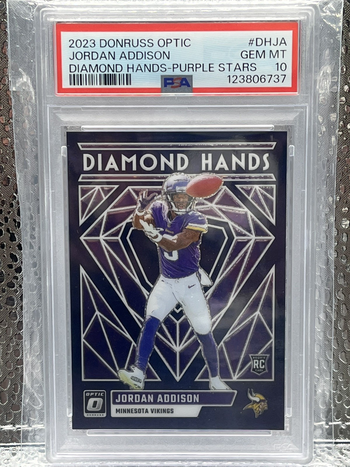 Jordan Addison Panini Donruss Optic Diamond Hands #DHJA Black Pandora
