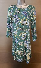 Old Navy Women's Size 0 Long Sleeve Fit & Flare Floral Dress Green Blue Casual