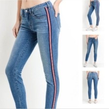 JBD Skinny Jeans Women 28 Blue Side Stripe Sporty Trendy Casual Everyday wear