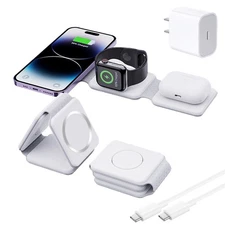 Wireless Charging Station 3 in 1 Foldable Travel Fast Charger for Devices