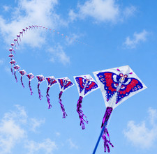 Large Butterfly Kite w/60 Mini Kites, 200 ft Sky Trail for Kids  Adults