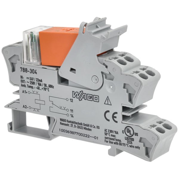 Modulo Relè Montabile Su Din Rail WAGO 788-304 24VDC 16A SPDT-CO