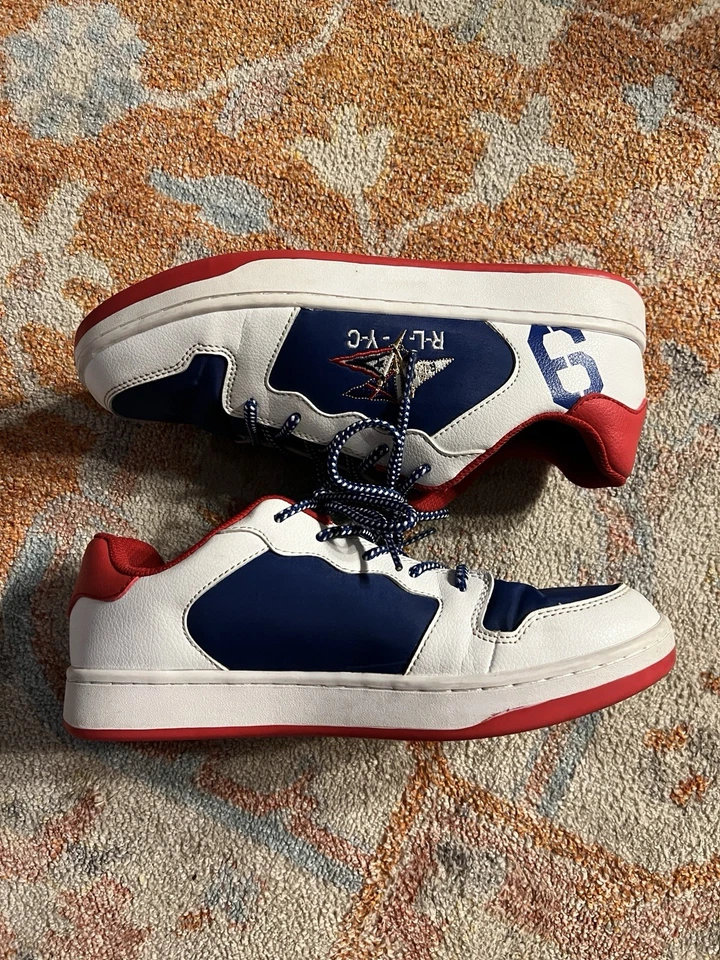 POLO Ralph Lauren Moda Tenis Talla 7-Mujer-Rojo/Blanco/Azul Bandera Jessup Foto 3 de 4