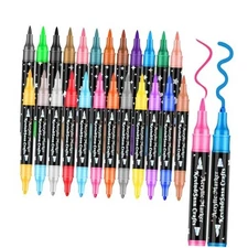 Colors Dual Tip Acrylic Paint Marker Pens Set, Multifunctional Acrylic Tips 24