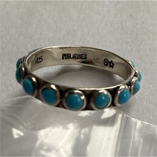 Eternity band Sterling Silver 925 Turquoise Round Band Ring Bezel Setting