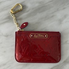 Louis Vuitton Vernis Leather Rouge Key Cles Pochette Authentic