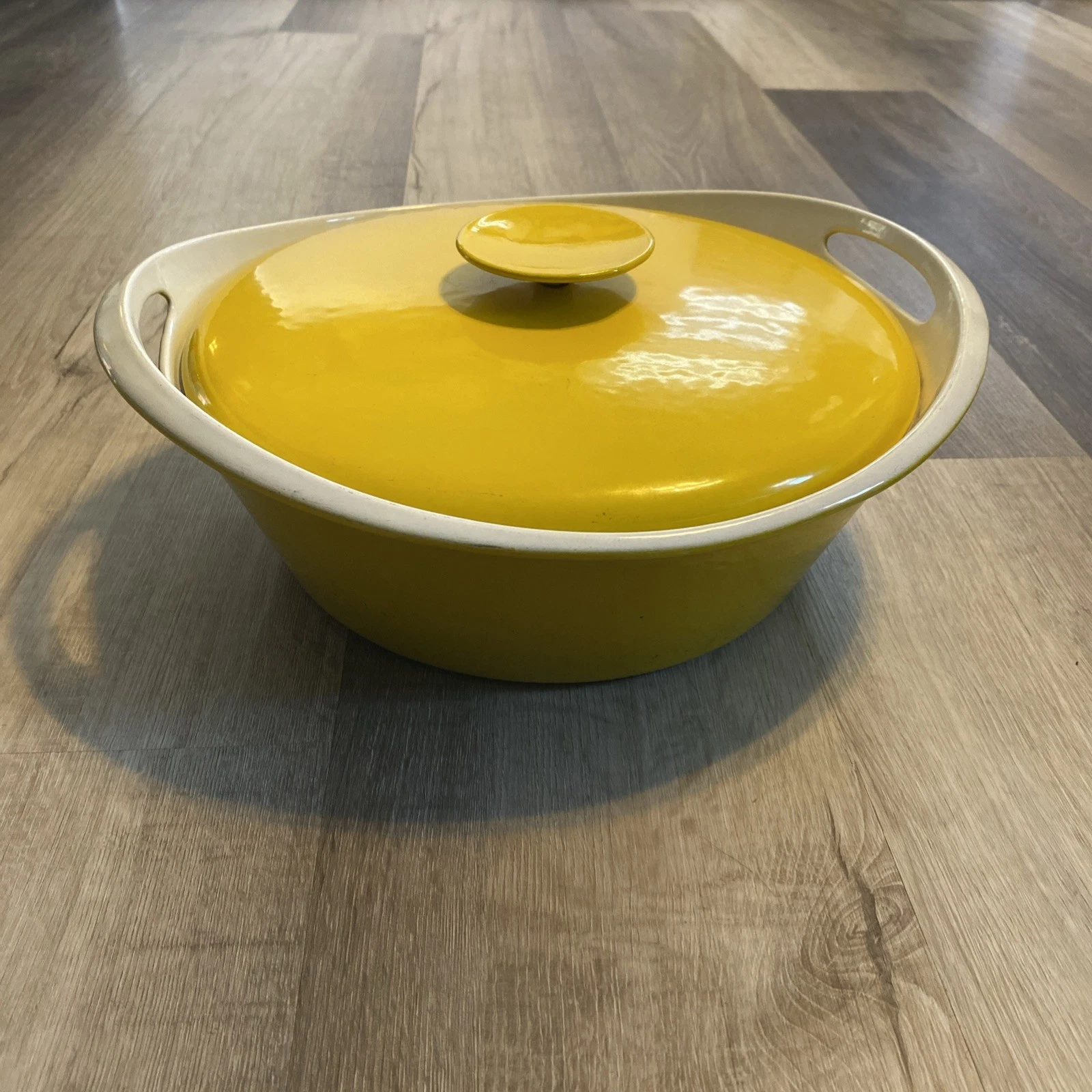 Copco Denmark MCM Yellow Cast Iron Enamelware 4Qt 101E Dutch Oven Pot with Lid