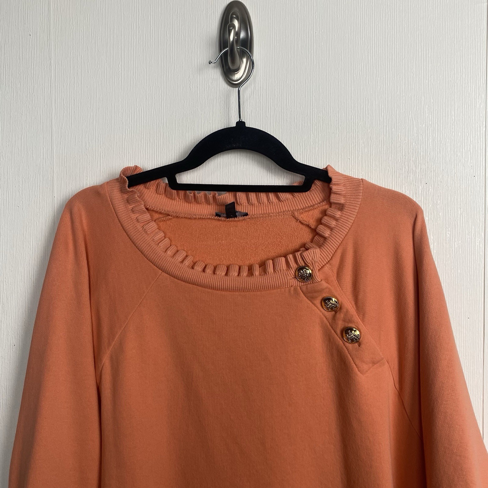 Talbots Ruffle Neck Light Orange Button Neck Long… - image 3