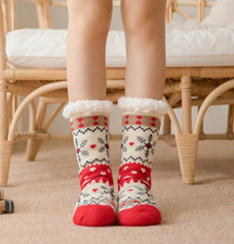 Womens Christmas Slippers Socks with Grippers