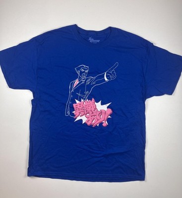 Ace Attorney Shirt Mens XL Blue Phoenix Wright Loot Wear Crunchyroll Anime