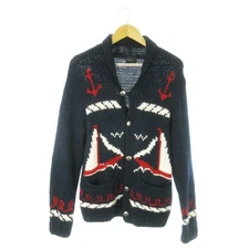 Taka-Q Mail And Co Male Co. Knit Cardigan Shawl Collar Long Sleeve Intarsia Mari