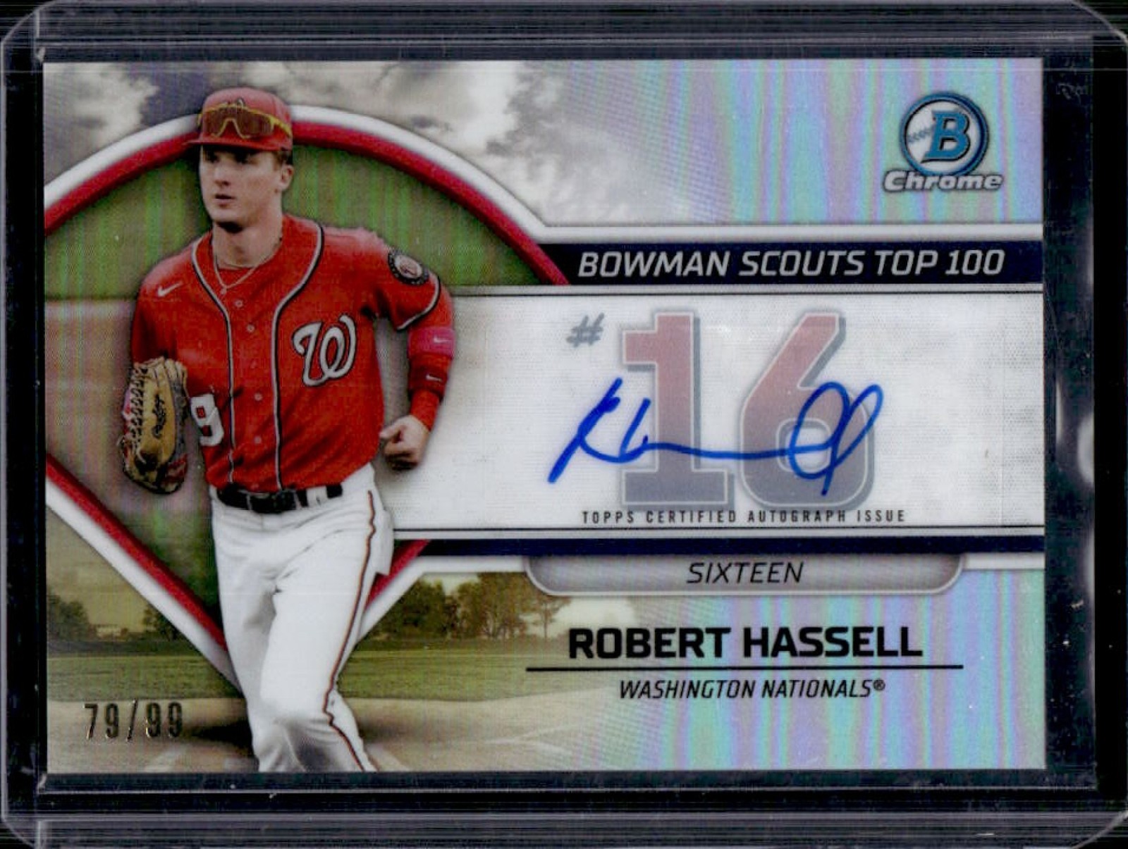 2023 Bowman Robert Hassell Scouts Top 100 Chrome Auto Rookie RC #/99 Nationals