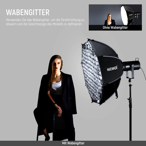 NEEWER NS92PD 35.4" Octagonal Softbox w/Bowens Mount, Diffuser & Grid - Picture 4 of 9