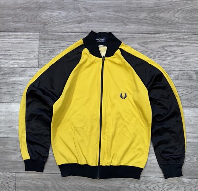 Vintage Fred Perry Tracksuit Jacket Retro 80s Yellow ASTERAS FC