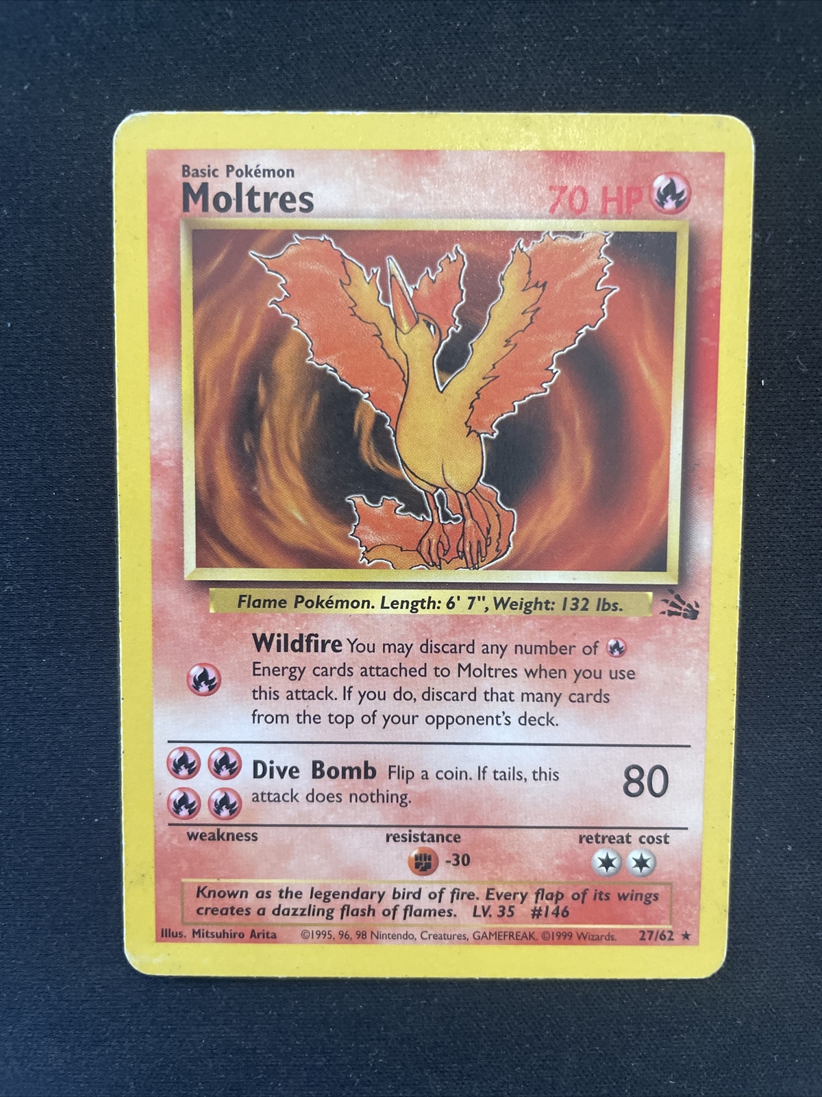 Moltres 27/62 Fossil Rare Pokemon Card NM - .99 Combined Shipping