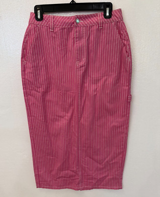 NWOT Vero Moda Carly Stripe Pink with White Cargo Style Midi Skirt Size Small