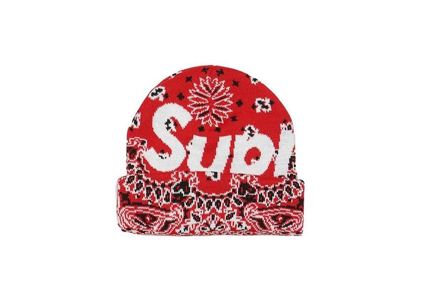 Bonnet rouge grand logo Supreme Bandana
