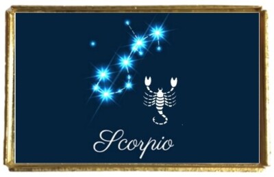 Scorpio Star Sign Constellation Gold Colour Rectangle Badge With A Gift Bag