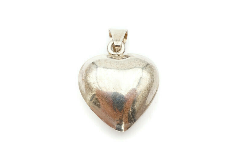 Vintage Mexico Sterling Silver 925 Jingle Hollow Puffy Heart 