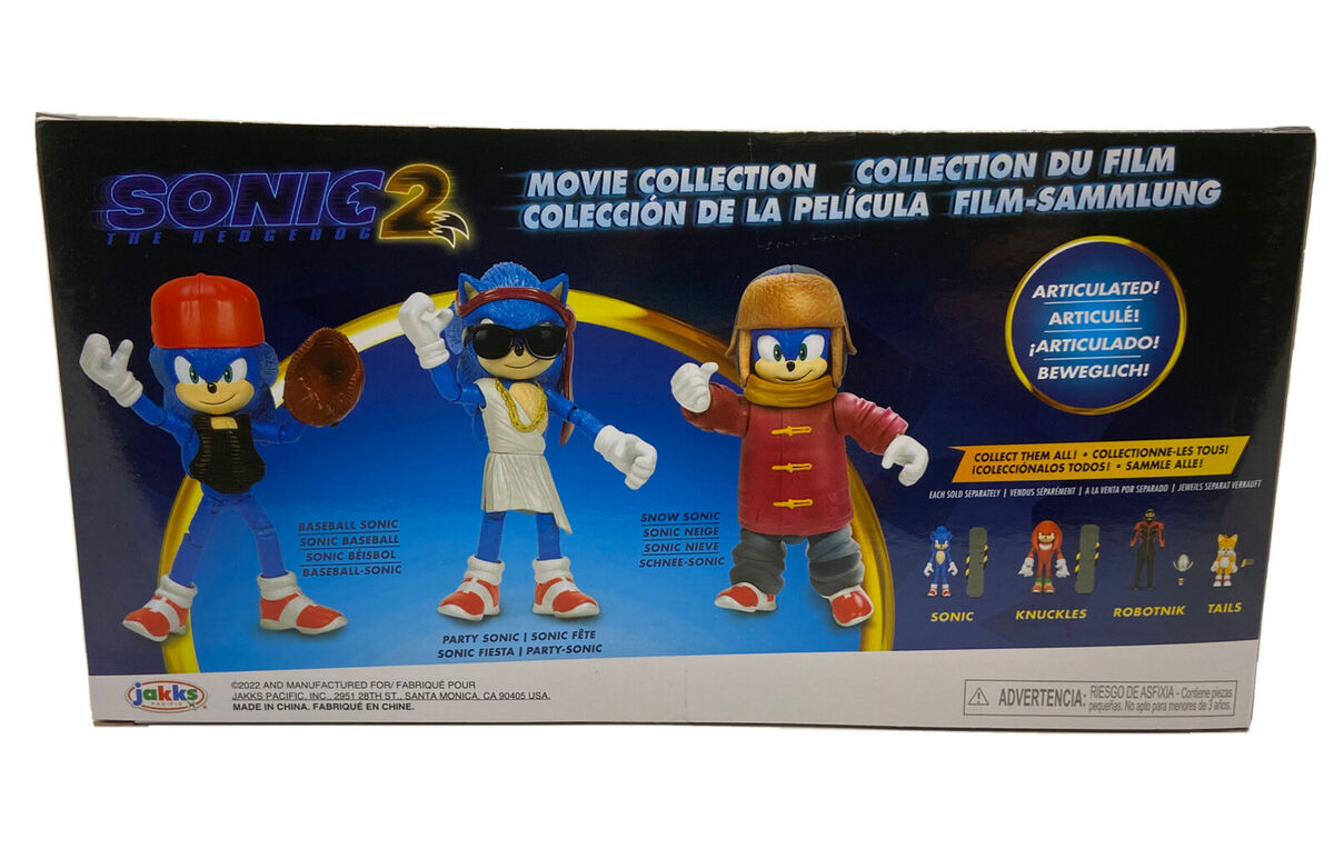 SONIC THE HEDGEHOG 2 3 PACK MOVIE COLLECTION FIGURE SET BASEBALL PARTY SNOW