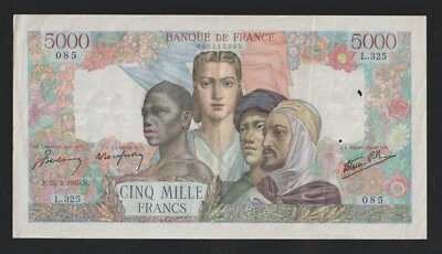 🇨🇵 FRANCE BILLET 5000F EMPIRE du 22=2=1945 Alphabet L.325 F.47.14 CRAQUANT! - Photo 1/2