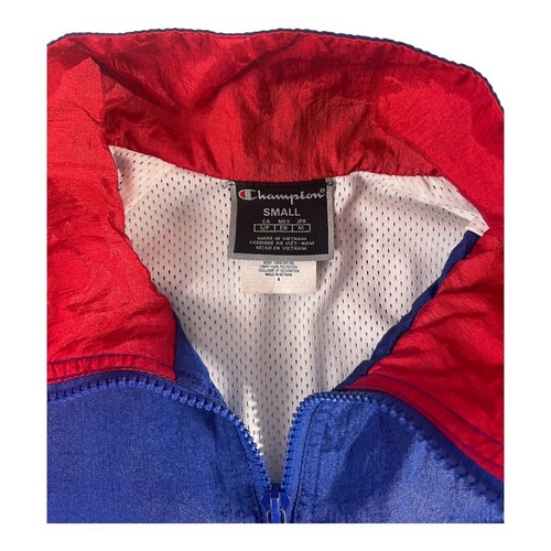 Champion Vintage Unisex Windbreaker 90"s Style Full Zip Blue/Red/White Small - Picture 4 of 6