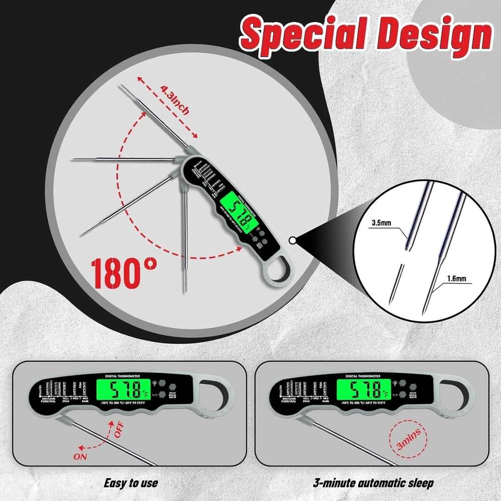 Meat Thermometer Digital, IP67 Waterproof Food Thermometer for Cooking & Baking