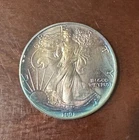 1991 Uncirculated American Silver Eagle - Beautiful Rainbow Turquoise Toning