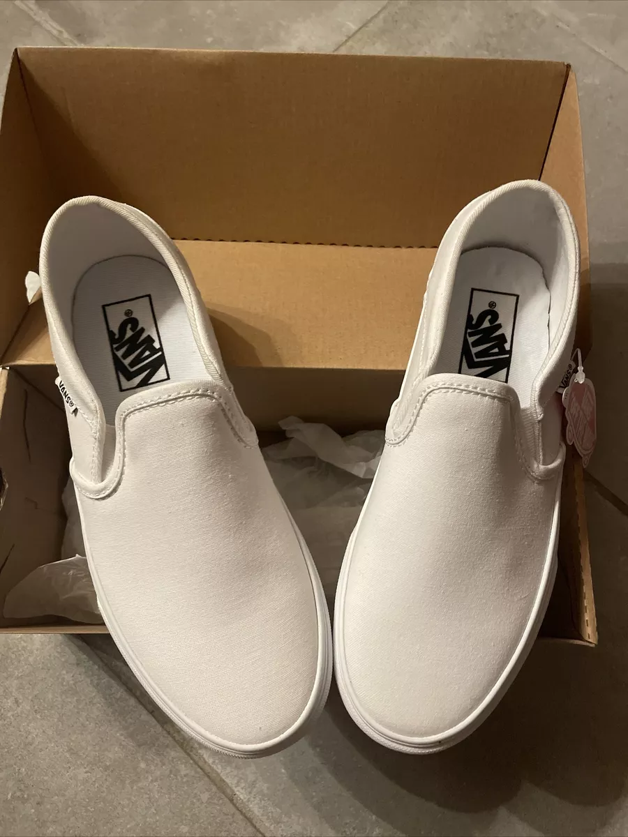 Vans Asher Slip on Sneaker Canvas True White US Women s Size 7.5 M NIB