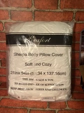 Ultra Soft Sherpa Body Pillow Cover/Case Cream Color 21" X 54" - NEW
