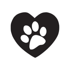 Dog Paw Print Love Heart - Decal Sticker - Multiple Color Sizes - ebn1139