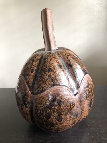 Fine Signed EM Studio Pottery Lidded Pumpkin Soup Tureen Gorgeous Handmade Art - Picture 6 of 12
