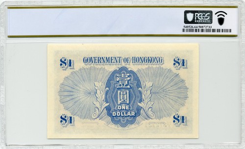 ND (1940-41) $1 Government of Hong Kong - PCGS Choice UNC 64 PPQ - Afbeelding 2 van 2