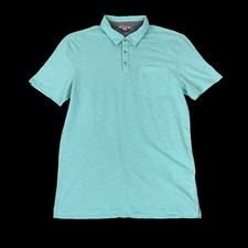 Calvin Klein Polo Shirt Men Medium Aqua Blue Short Sleeve Button EUC