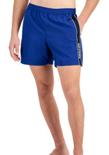 Tommy Hilfiger Men's Medium Length Drawstring 5" Swim Trunks, Blue, XXL