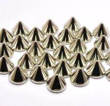 100 Silver Tone Punk Acrylic Spike Taper Studs 10X8mm No Hole Flatback Cabochon
