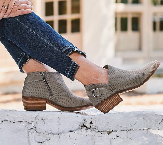 vince camuto jannie suede ankle bootie